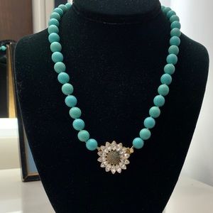 Necklace Fossil Turquoise Crystals Daisy